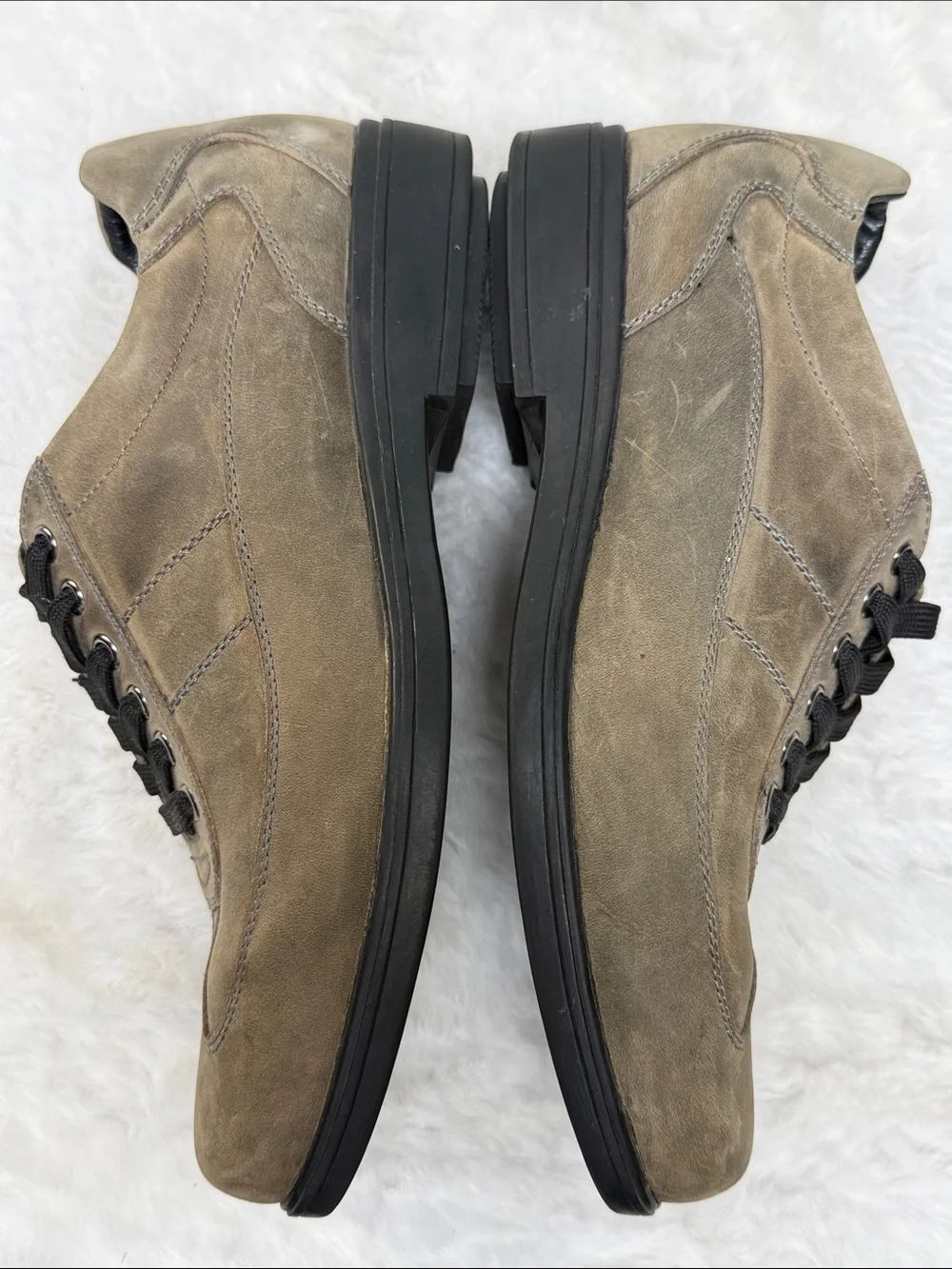 GDEFY Gravity Defyer Men 10 Leather Oxford Walking Shoe Taupe VersoShock Comfort